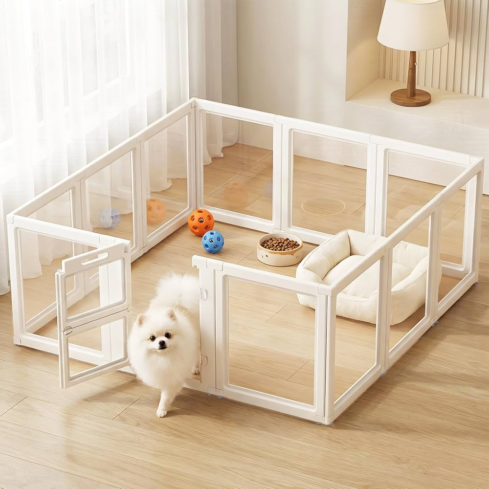 Clear Acrylic Dog Playpen,Indoor Dog Pen,23.6" H,12 Panels | Amazon (US)