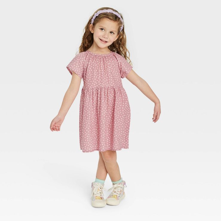 Toddler Girls' Polka Dot Dress - Cat & Jack™ Dark Pink | Target
