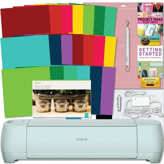 Cricut Explore 3 Craft Cutting Machine with Vibrant Vinyl 20 Sheet Pack Bundle | Walmart (US)