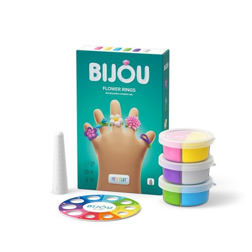 Fat Brain Toys Hey Clay Bijou Flower Rings, Air Dry Clay Kit with Interactive App for Kids & Tweens, Modeling Clay and Crafts Set for Ages 5 to 11 | Amazon (US)