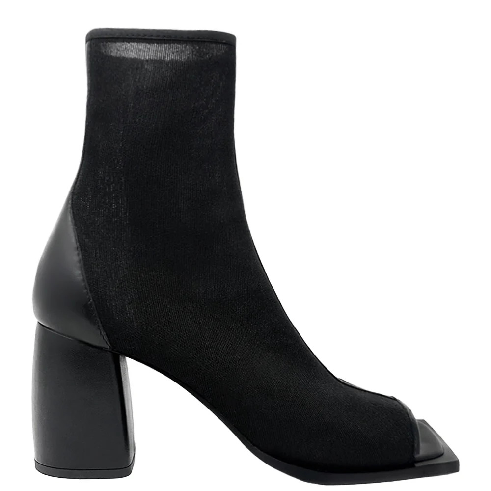 Onyx Mesh Heel Boot With Open Toe | DANIELLA SHEVEL, LLC