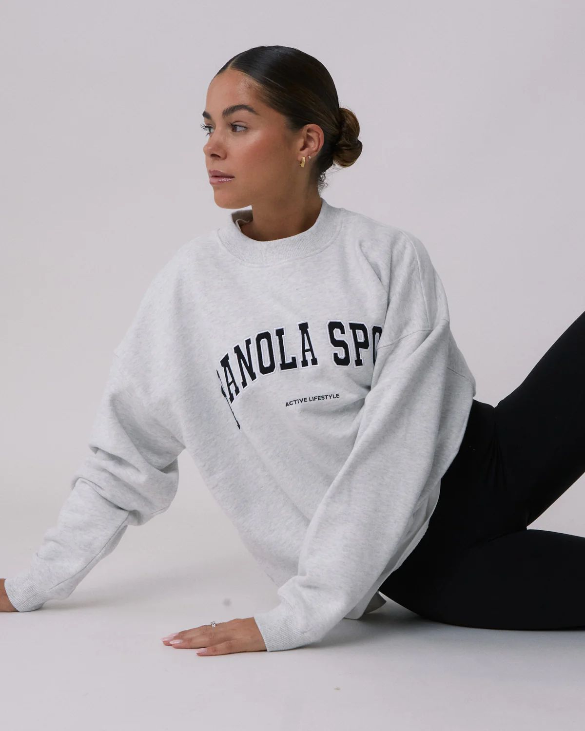 AS Oversized Sweatshirt - Light Grey Melange | Adanola UK
