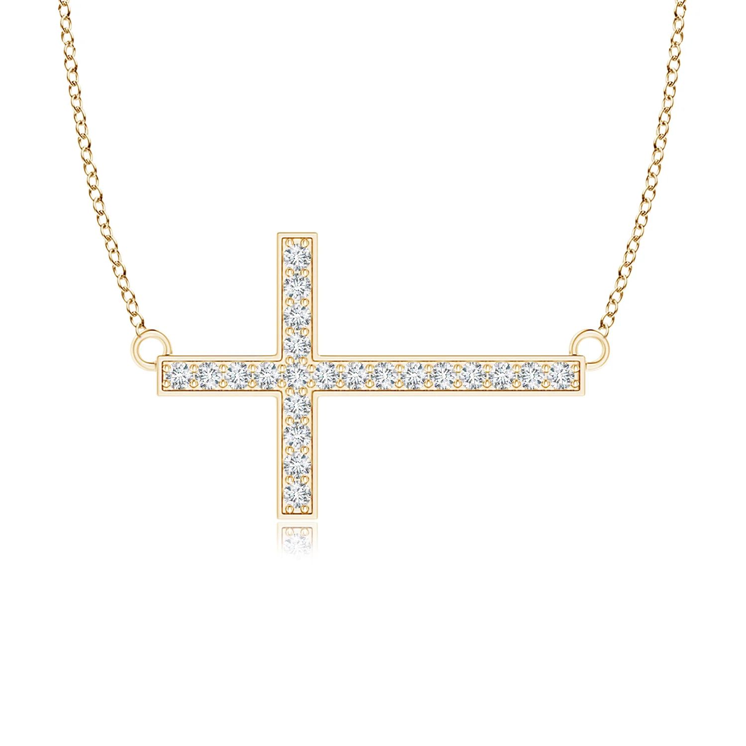 Classic Diamond Sideways Cross Necklace | Angara US