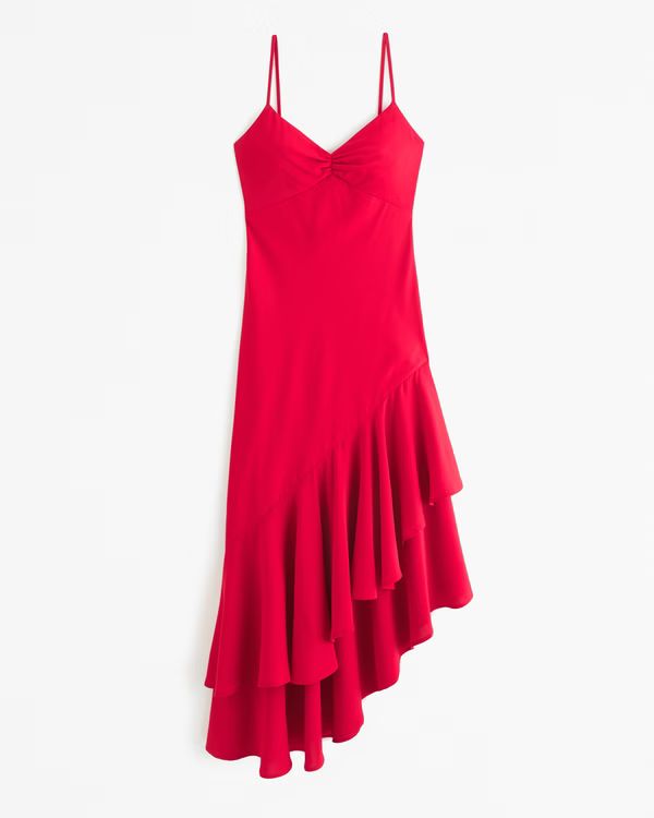 Women's Drama Asymmetrical Ruffle Maxi Dress | Women's Dresses & Jumpsuits | Abercrombie.com | Abercrombie & Fitch (US)