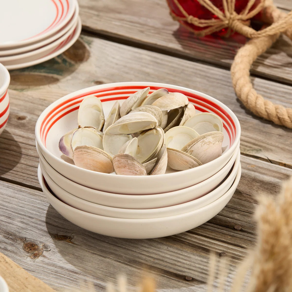 Dockside Red Stoneware Soup Bowls – Set of 4, 9" 36 oz, Nautical-Inspired, Durable and Dishwash... | Wayfair North America