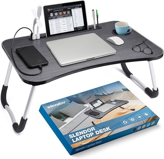 Slendor Lap Desk with Cup Holder, Foldable Laptop Table for Bed, Portable Bed Desk for Laptop and... | Amazon (US)