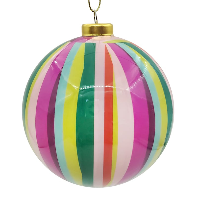 Multicolor Striped Ball Ornament, 3.2" | At Home