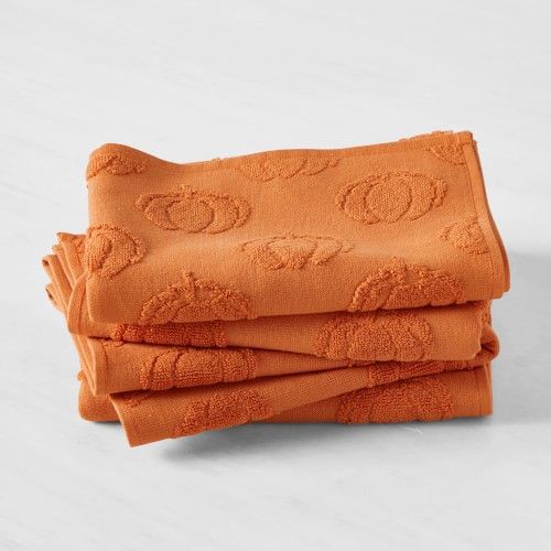 Tencel Blend Towels, 20"" X 30"", Set of 4, Pumpkin Orange | Williams-Sonoma