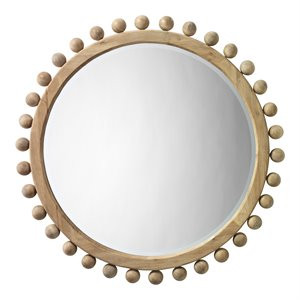 J&D Designs Brighton Coastal Wood Mirror with Small Balls in Natural | Cymax