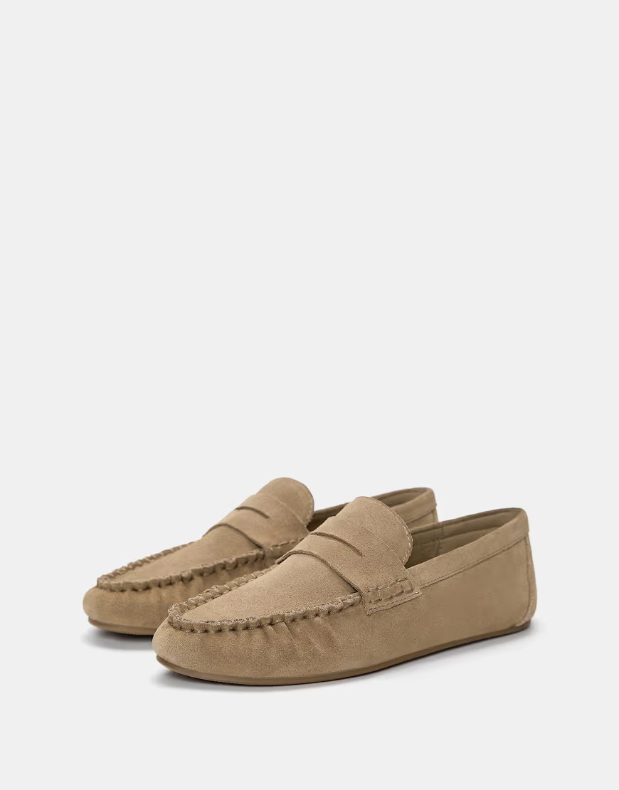 Pull&Bear Leather loafers in brown | ASOS (Global)