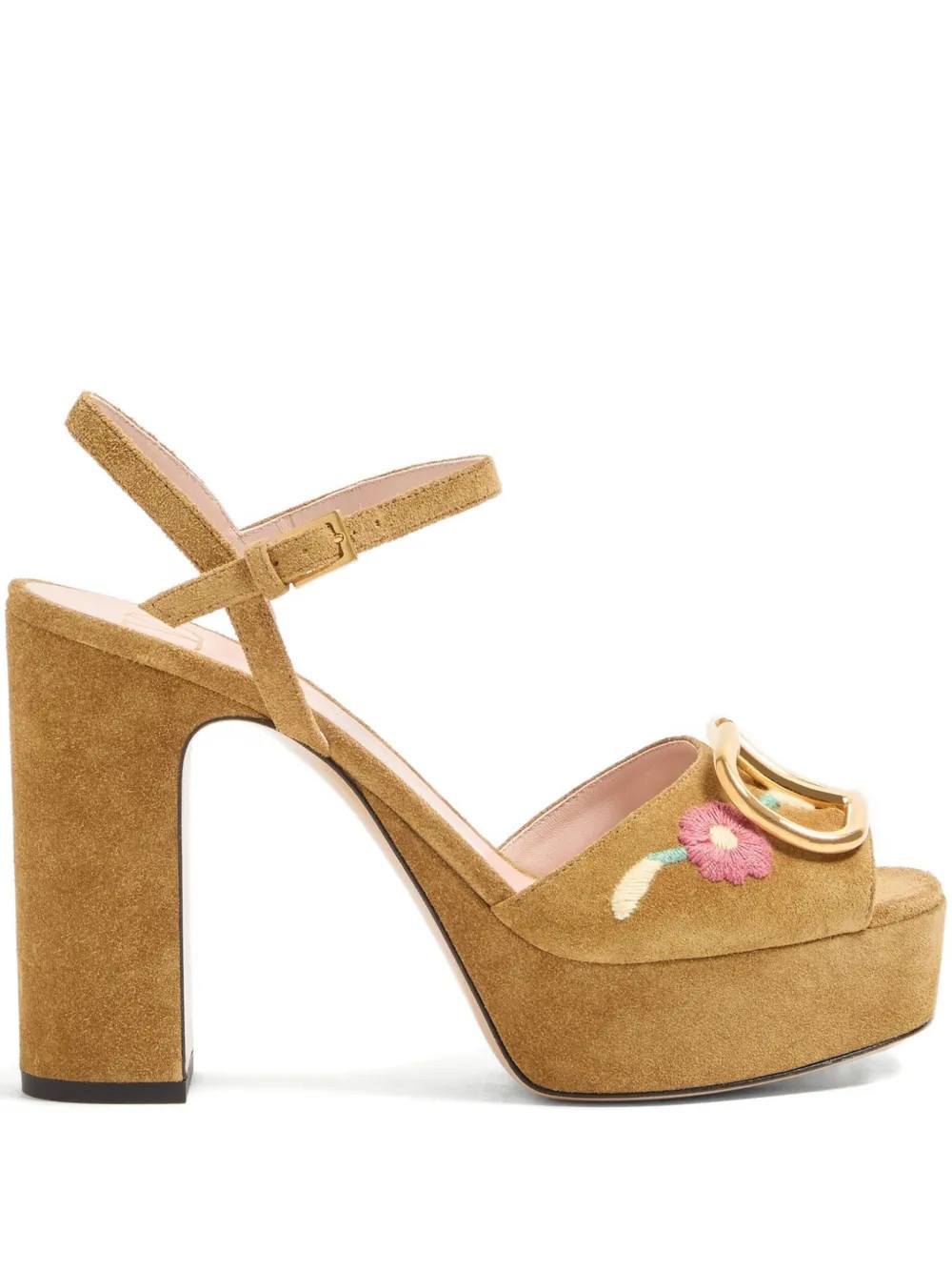 Valentino Garavani v-logo platform floral sandals - Brown | Farfetch Global