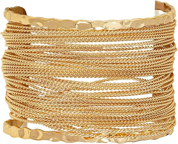 YANCHUN Gold Cuff Bracelets for Women Chunky Bangle Bracelets Hinge Gold Polished Frosted Bracele... | Amazon (US)