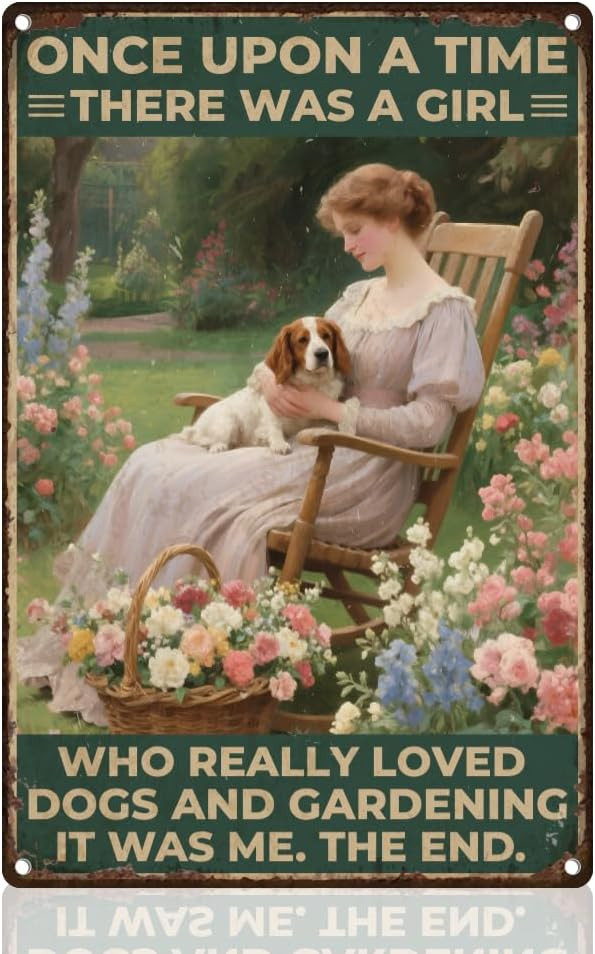 Doodlream Woman Flower Garden Tin Sign Retro Wall Decor Metal 20 x 30cm A Woman Loves Dogs and Ga... | Amazon (CA)