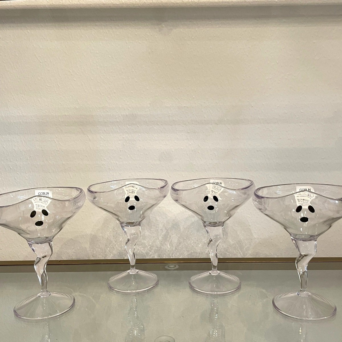 Goblin &amp; Ghoul Set of 4 Halloween Ghost Acrylic Martini Margarita Glasses NEW | eBay US