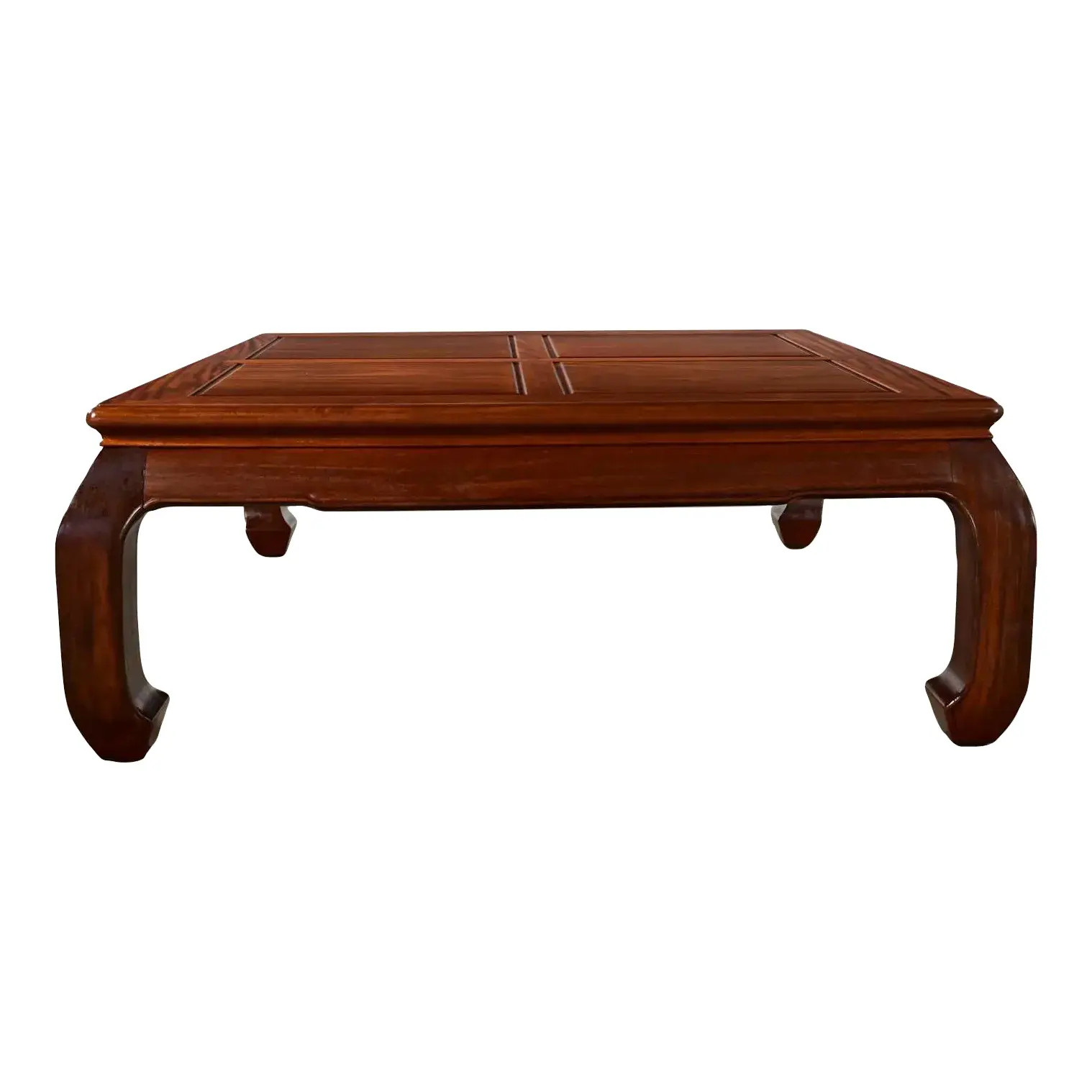 Late 20th Century Ming Style Solid Rosewood Square Coffee Table W/ Chow Legs | Chairish