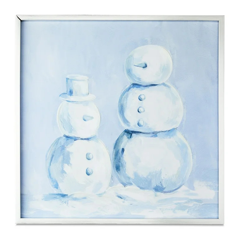 Two Snowmen Framed Christmas Wall Art, 22&quot; x 22&quot;, by Holiday Time | Walmart (US)