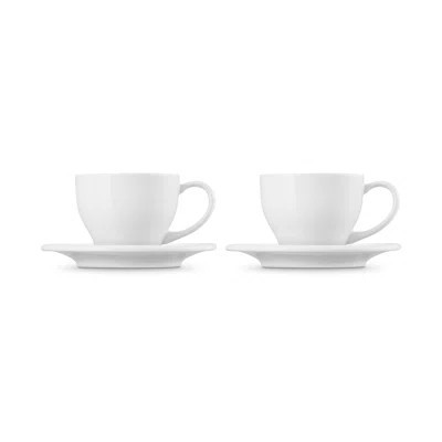 Le Creuset Stoneware London Cappuccino Mugs And Saucers, 7 Oz. Each White | Wayfair North America