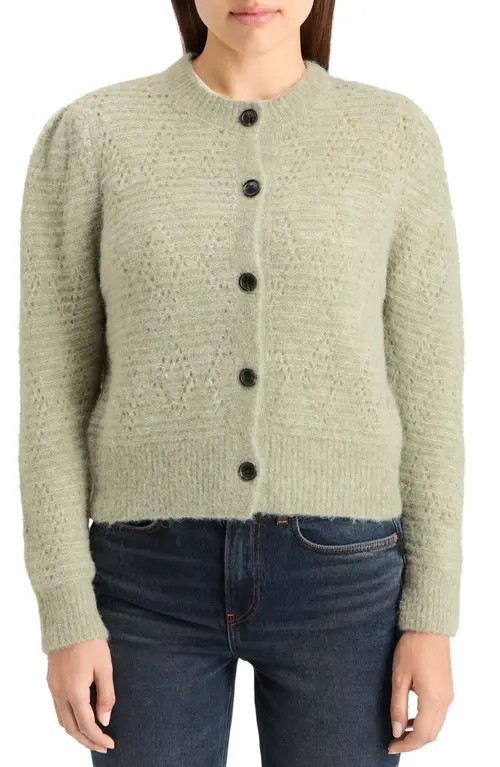 Scotch & Soda Bouclé Cardigan in Washed Sage Melange at Nordstrom, Size Medium | Nordstrom