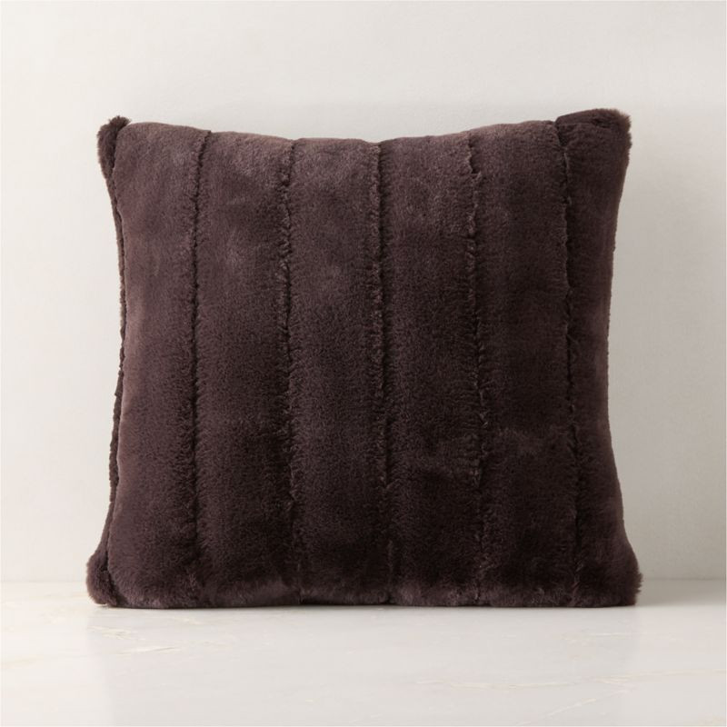 Channel Double-Sided Mink Brown Faux Fur Throw Pillow With Down-Alternative Insert 18"X18" | CB2