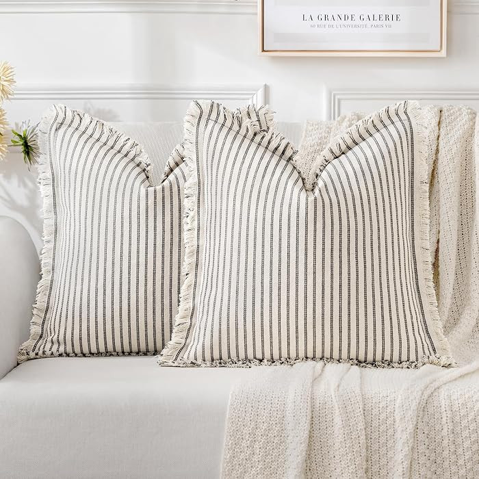 MIULEE Pack of 2 Gray Throw Pillow Covers Couch Farmhouse 18x18 Inch | Amazon (CA)