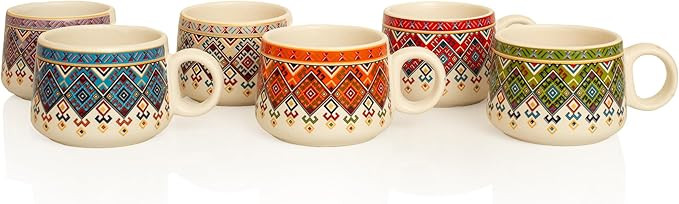 Conjunto feito à mão de 6 xícaras de chá de cerâmica 150 ml elegante porcelana café da manh... | Amazon (BR)