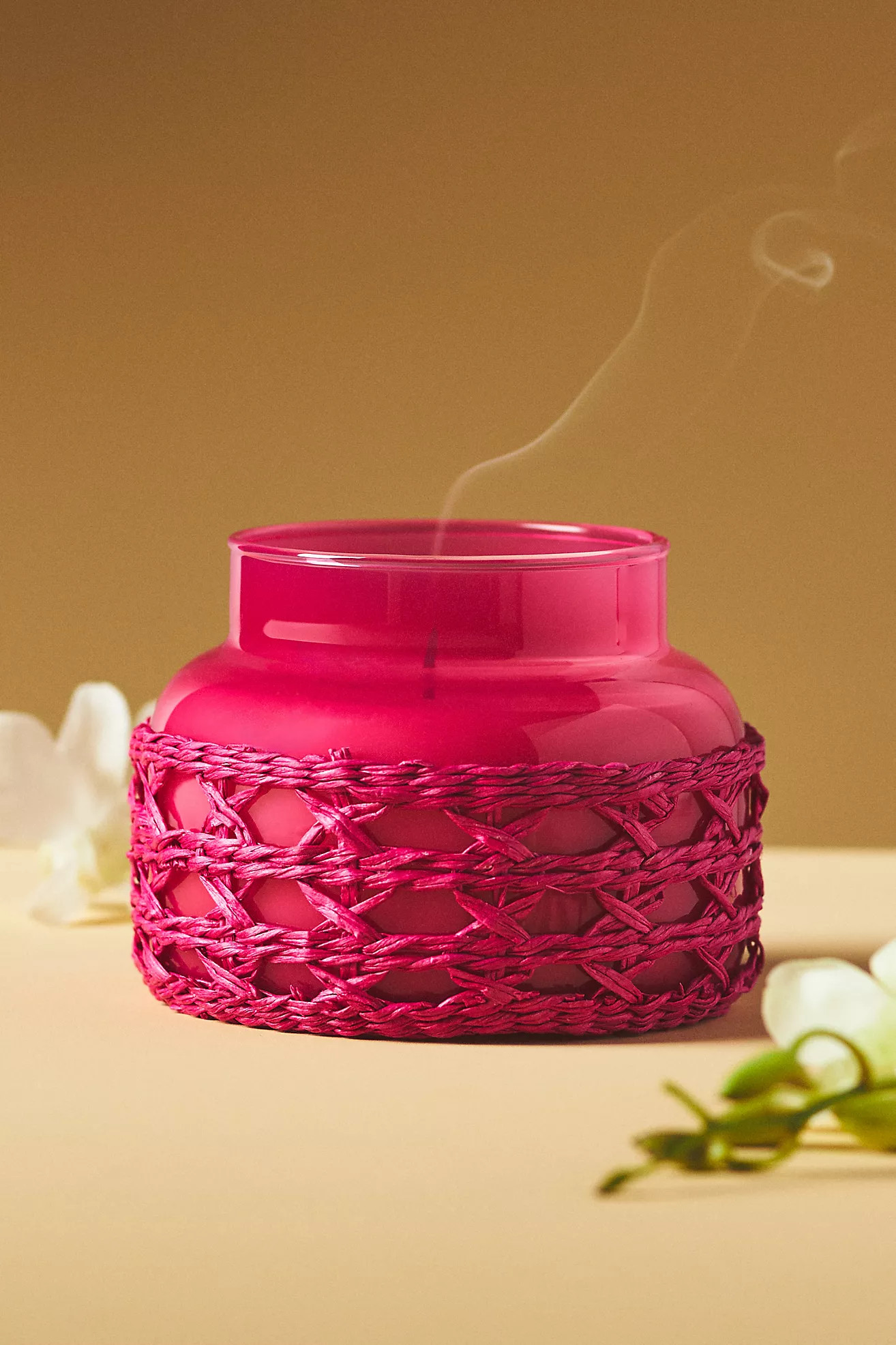 Capri Blue Volcano Pink Rattan Jar Candle | Anthropologie (US)