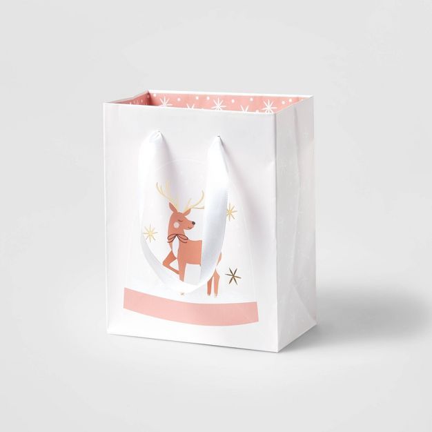 Petite Reindeer Snowglobe Gift Bag - Wondershop&#8482; | Target