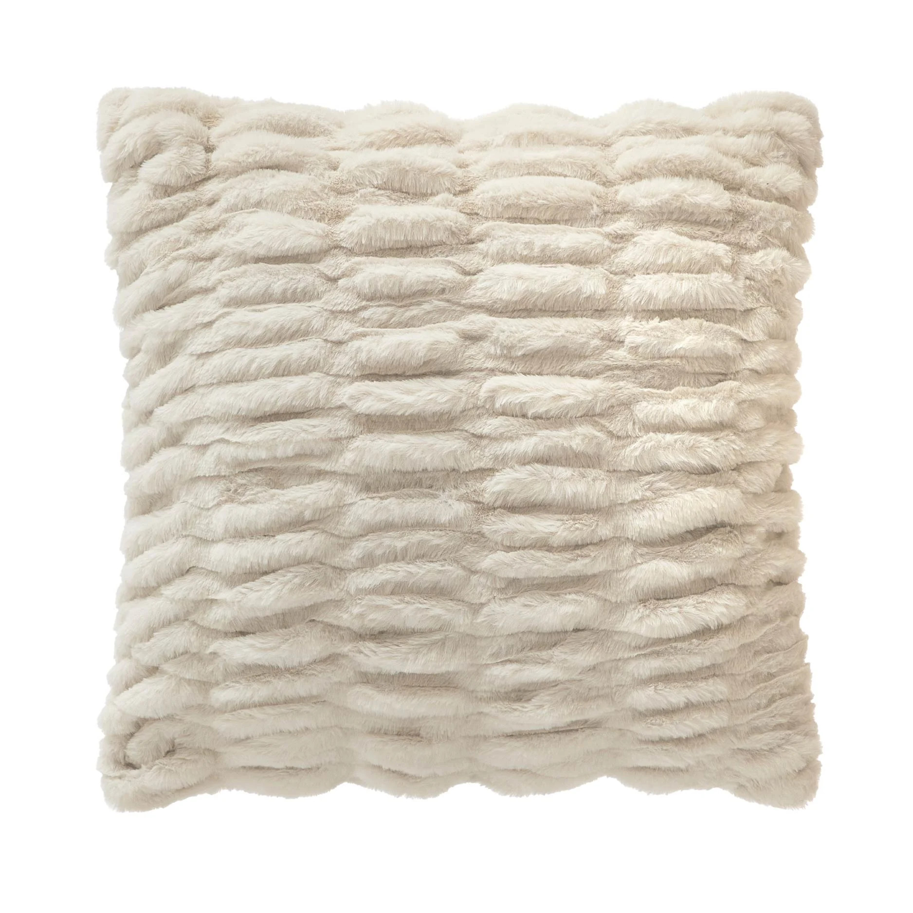 Mainstays 18" x 18" Papyrus Beige Ruched Fur Decorative Throw Pillow | Walmart (US)