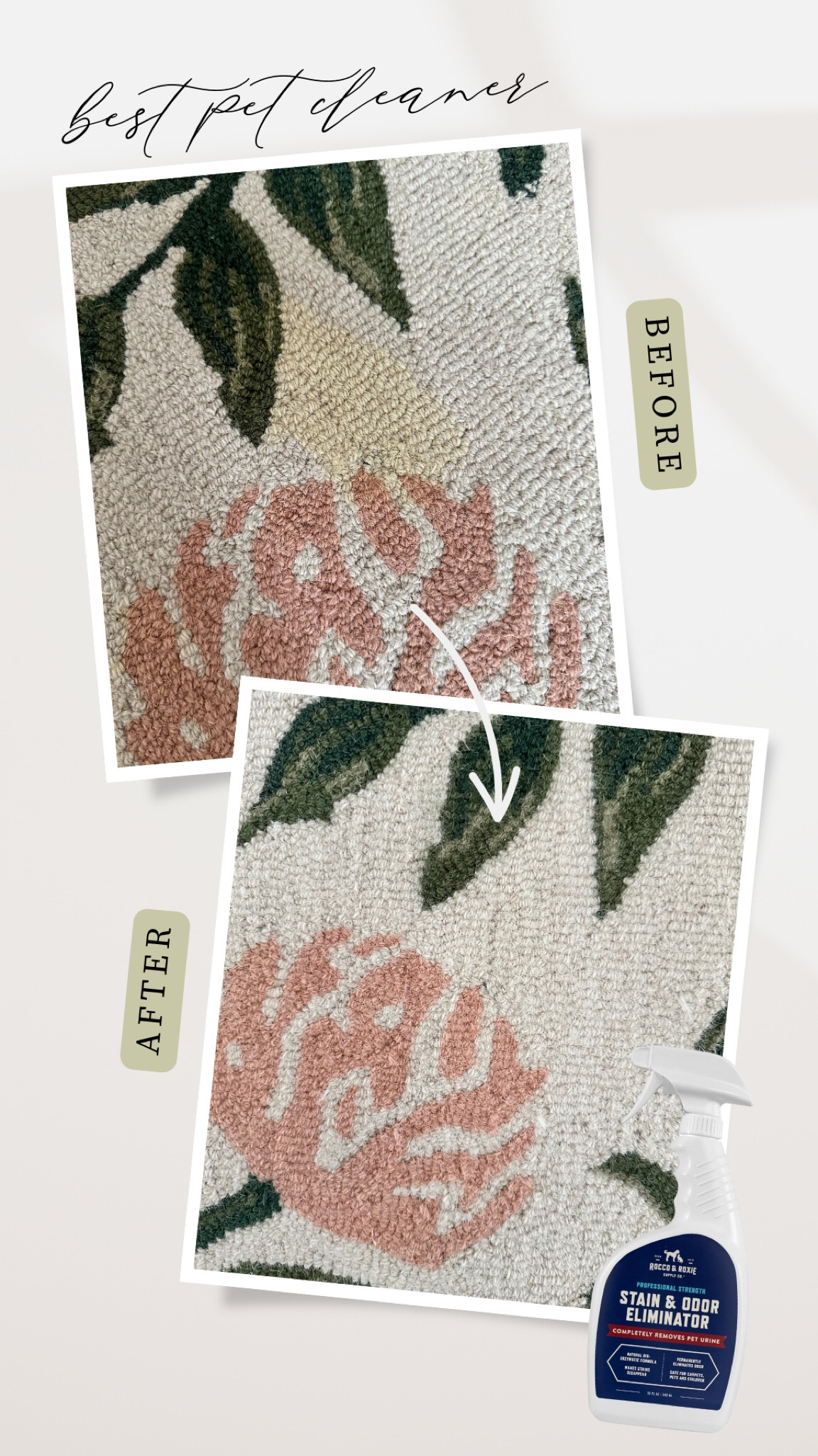 Accidents come with pets, but they don’t have to be a pain to clean up! I spray this on, let it sit for a little bit, and use the steam cleaner to grab it all up. Gone! Even works on those stubborn stains they haven’t come out after multiple times of trying!

#LTKhome