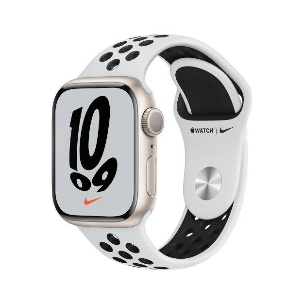 Apple Watch Nike Series 7 GPS, 45mm Starlight Aluminum Case with Pure Platinum/Black Nike Sport B... | Target