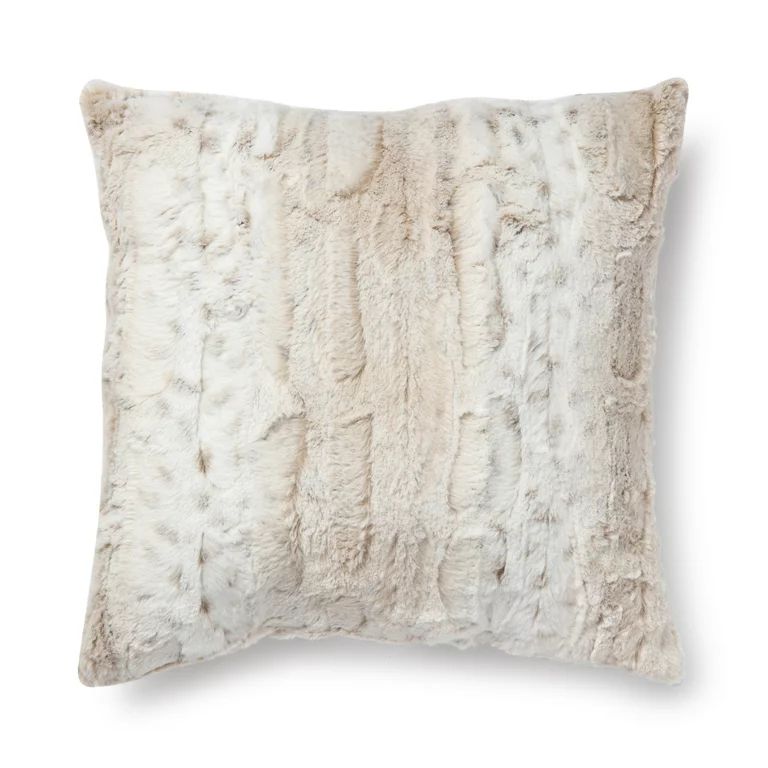 Mainstays Faux Snow Leopard Fur Decorative Square Pillow, 18" x 18", Leopard | Walmart (US)