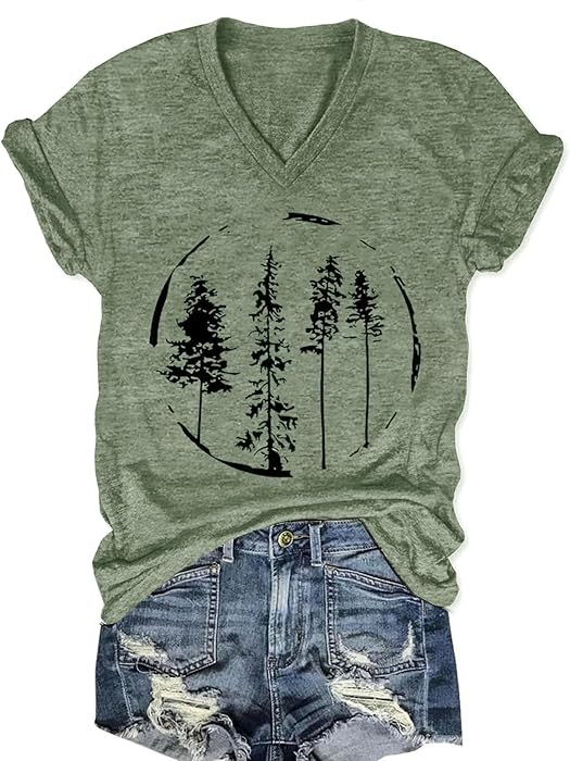 Vintage Boho Tops for Women V-Neck Flowers Shirt Spring Graphic Tees Floral Print Summer Casual S... | Amazon (US)