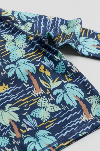 Swim Shirt UPF 50 - Dark blue/patterned - Kids | H&M US | H&M (US + CA)