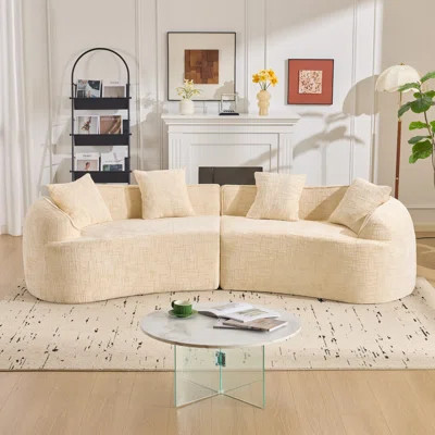 Curved Beige Foam Sofa, Modern Nordic Design For Versatile Spaces | Wayfair North America