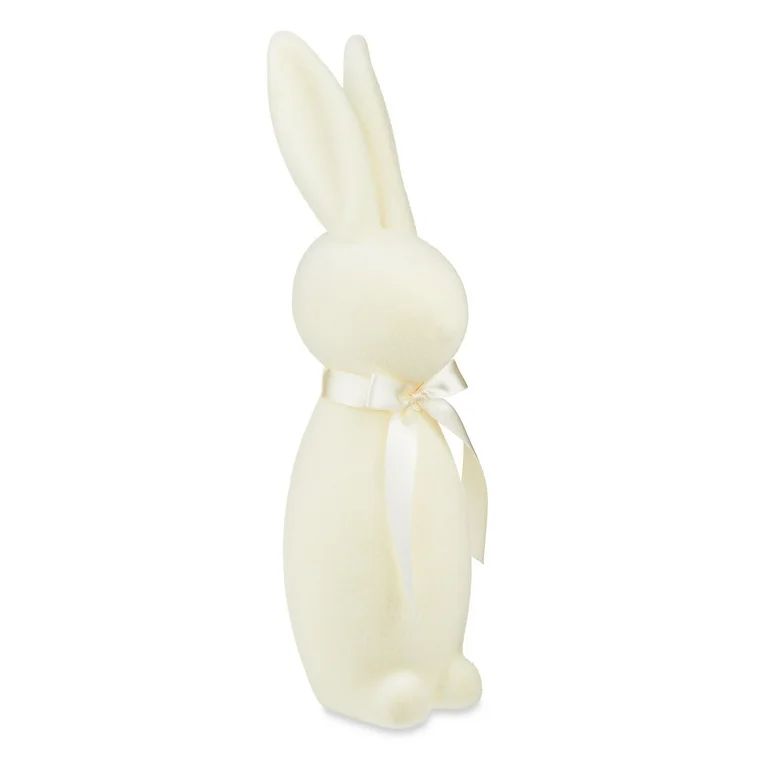 Easter Flocked Bunny Decor, Cream, 16 Inch, by Way To Celebrate | Walmart (US)