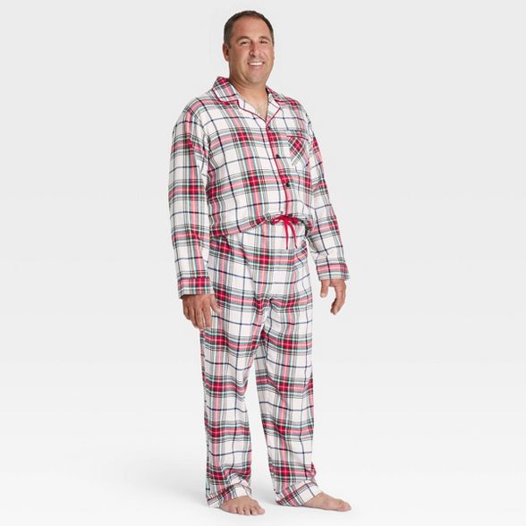 Men&#39;s Holiday Plaid Tartan Flannel Pajama Set - Wondershop&#8482; White L | Target