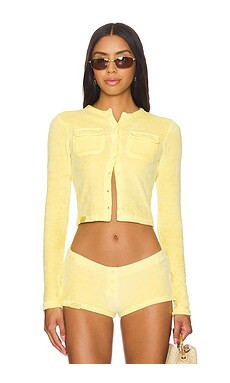 Jaded London Velour Cardigan in Yellow from Revolve.com | Revolve Clothing (Global)