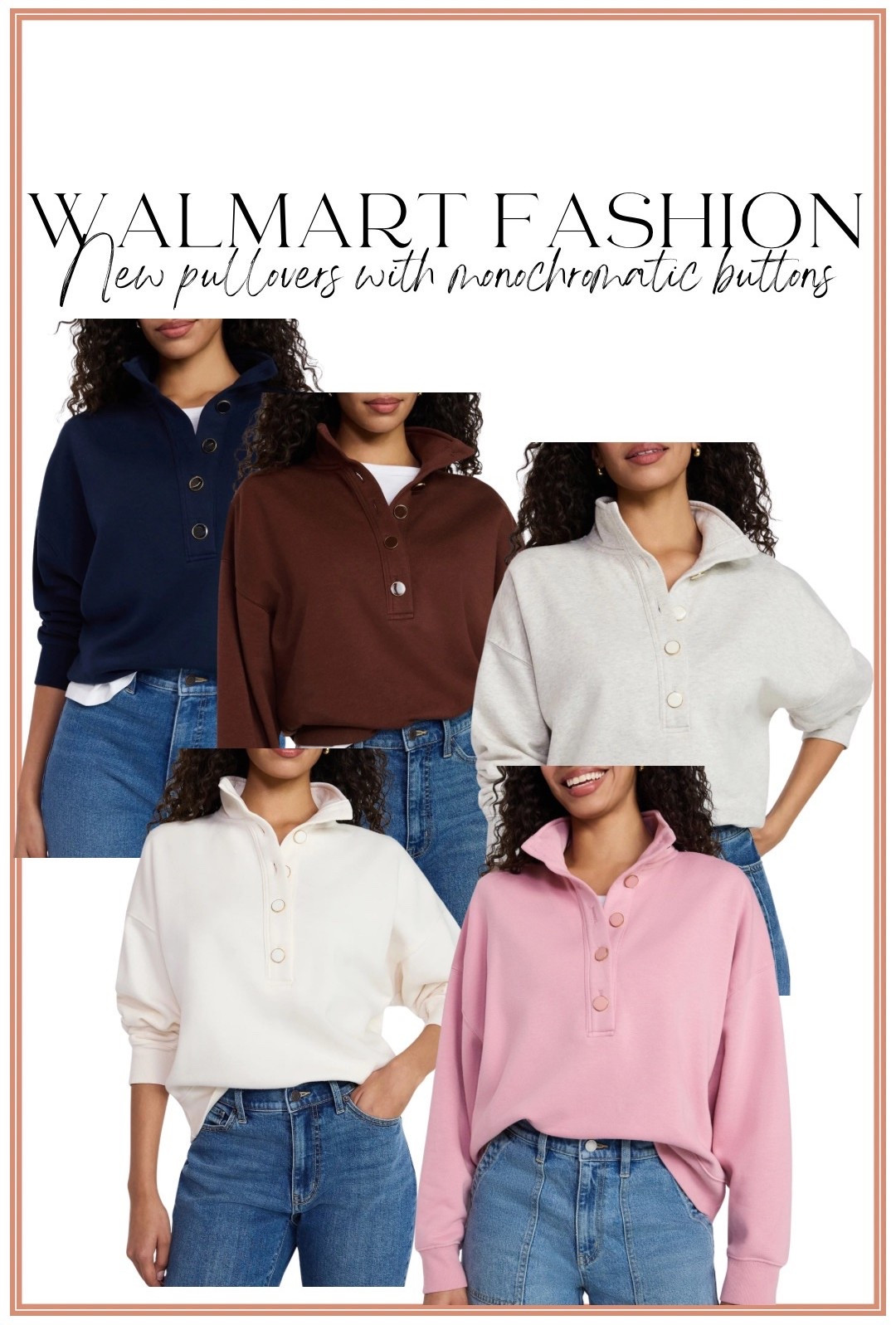 These new Walmart pullovers with monochromatic buttons are SO good. The elevated button detail makes them look way more expensive, but they’re still totally affordable and perfect for everyday wear. Easy to dress up or down, comfy enough for mom life, school drop-off, errands, or cozy days at home.

✨ Soft + comfy fabric
✨ Chic monochromatic button detail
✨ Neutral and feminine color options
✨ Perfect with jeans, leggings, or layered under jackets
✨ Budget-friendly Walmart fashion find

Sharing all the color options and sizing in LTK so you can shop them easily 👌 These are such a great staple you’ll reach for on repeat.

#WalmartFashion #WalmartFinds #WalmartNewArrivals #AffordableFashion #EverydayStyle #CasualChic #PulloverStyle #NeutralStyle #BudgetFriendlyFashion #LTKFinds #LTKUnder50 #MomStyle #FallBasics #WardrobeStaples