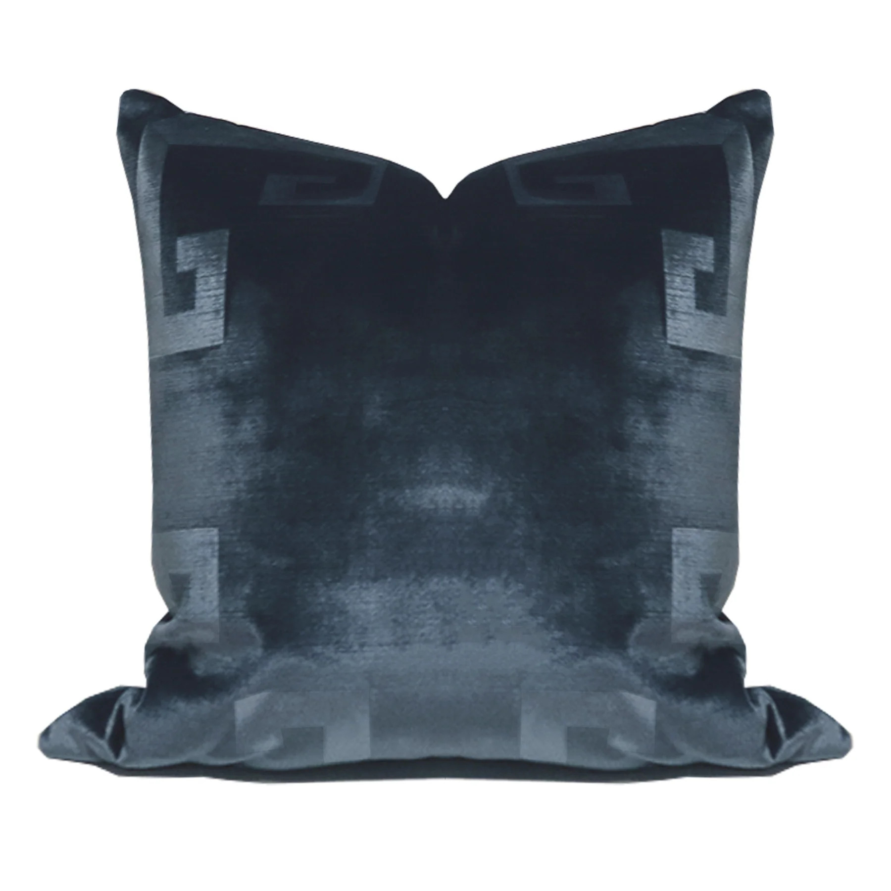 Ink Blue Velvet Greek Key Pillow | Lo Home by Lauren Haskell Designs