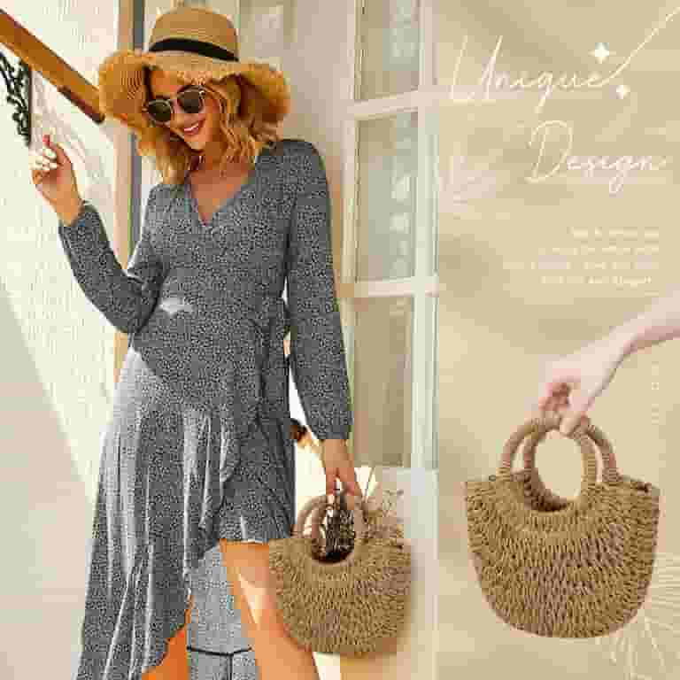 Gocvo Straw Beach Bag for Women, Summer Handwoven Tote Bags Purse, Crossbody Handbags Woven Handl... | Walmart (US)