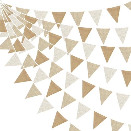 24Ft Burlap Triangle Pennant Banner Flag Ombre Brown Linen Bunting Garland Streamers for Birthday... | Amazon (CA)