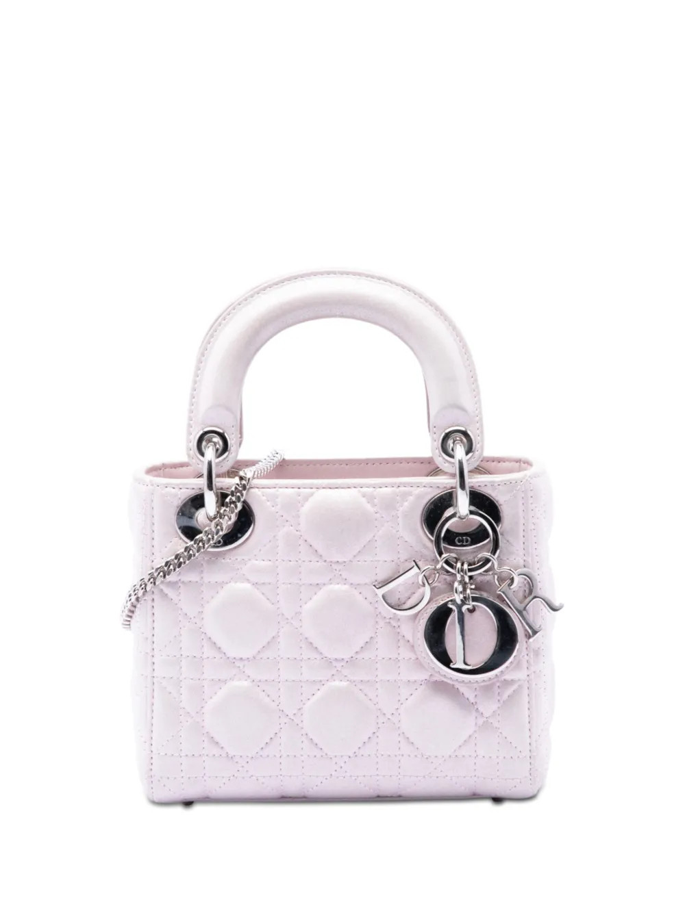Christian Dior Pre-Owned 2016 Mini Iridescent Lambskin Cannage Lady Dior satchel - Pink | Farfetch Global