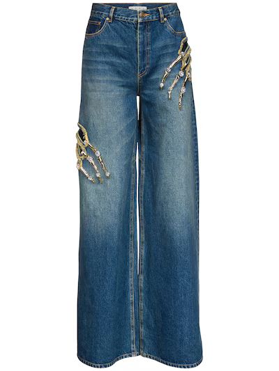 Embellished claw cutout relaxed jeans | Luisaviaroma