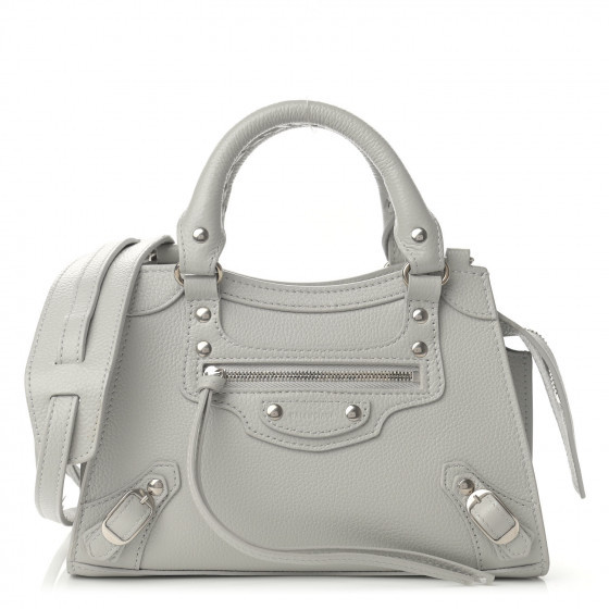 BALENCIAGA Grained Calfskin Neo Classic Silver Hardware Mini City Chalky White | FASHIONPHILE | Fashionphile