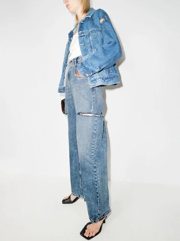 Maison Margiela Distressed straight-leg Jeans - Farfetch | Farfetch Global