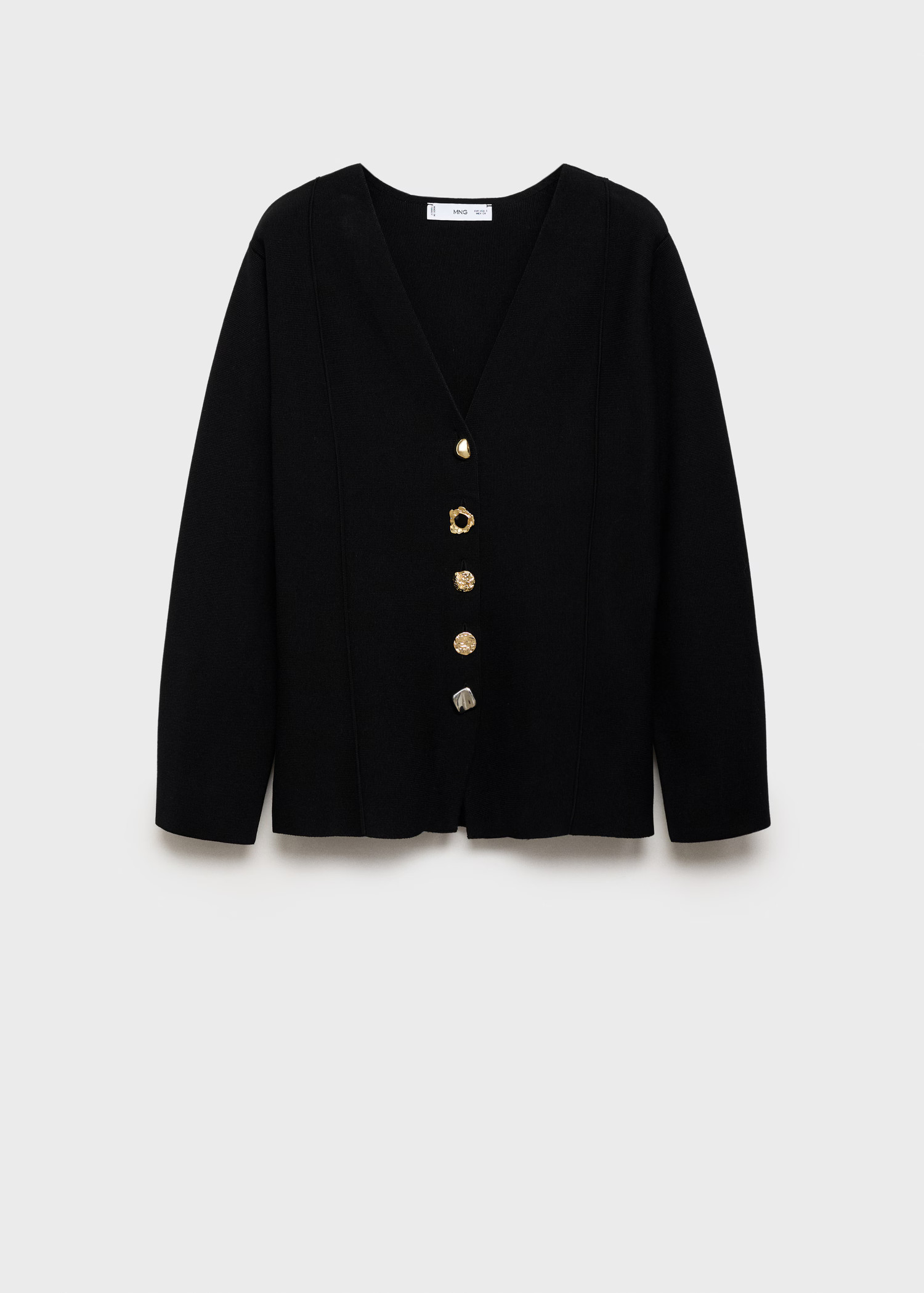 Knitted jacket with jewel buttons - Women | MANGO United Kingdom | MANGO (UK)
