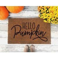 Hello Pumpkin Doormat  Cute Welcome Mat  Halloween Home Decor  Fall Doormat  Autumn Decor  Front Porch Door Rug  Housewarming Gift | Etsy (US)