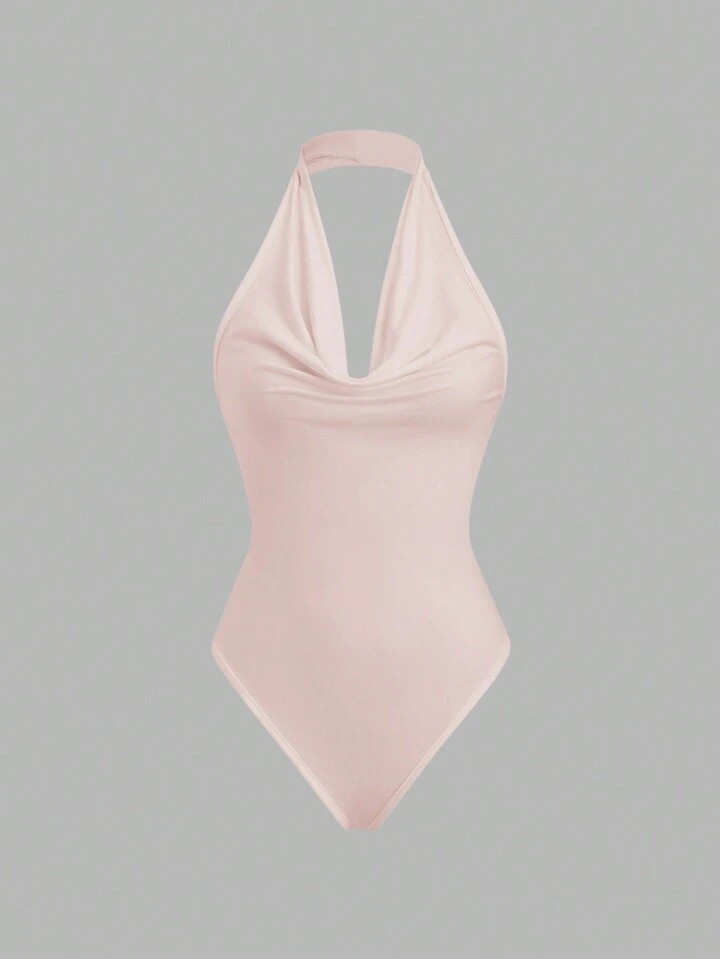 SHEIN MOOSTA Damen lässiger drapierter Kragen Bodycon Bodysuit | SHEIN