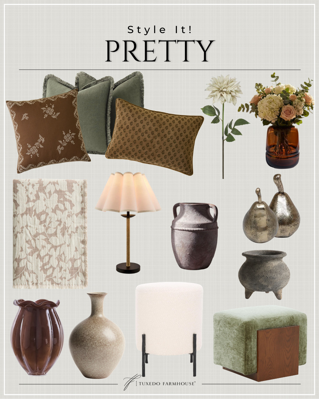 Style it pretty this season with warm, earthy layers. 🤎 Rich brown and sage pillows, sculptural pottery, cozy throws, soft florals, and timeless accents make it easy to give your home a collected look for fall. Every piece is linked so you can mix, match, and create your own cozy space.

#LTKHome #LTKStyleTip #LTKFall #FallDecor #NeutralHome #CozyHome #AmazonHome #HomeDecor 

 #LTKSeasonal #LTKHome #LTKSaleAlert