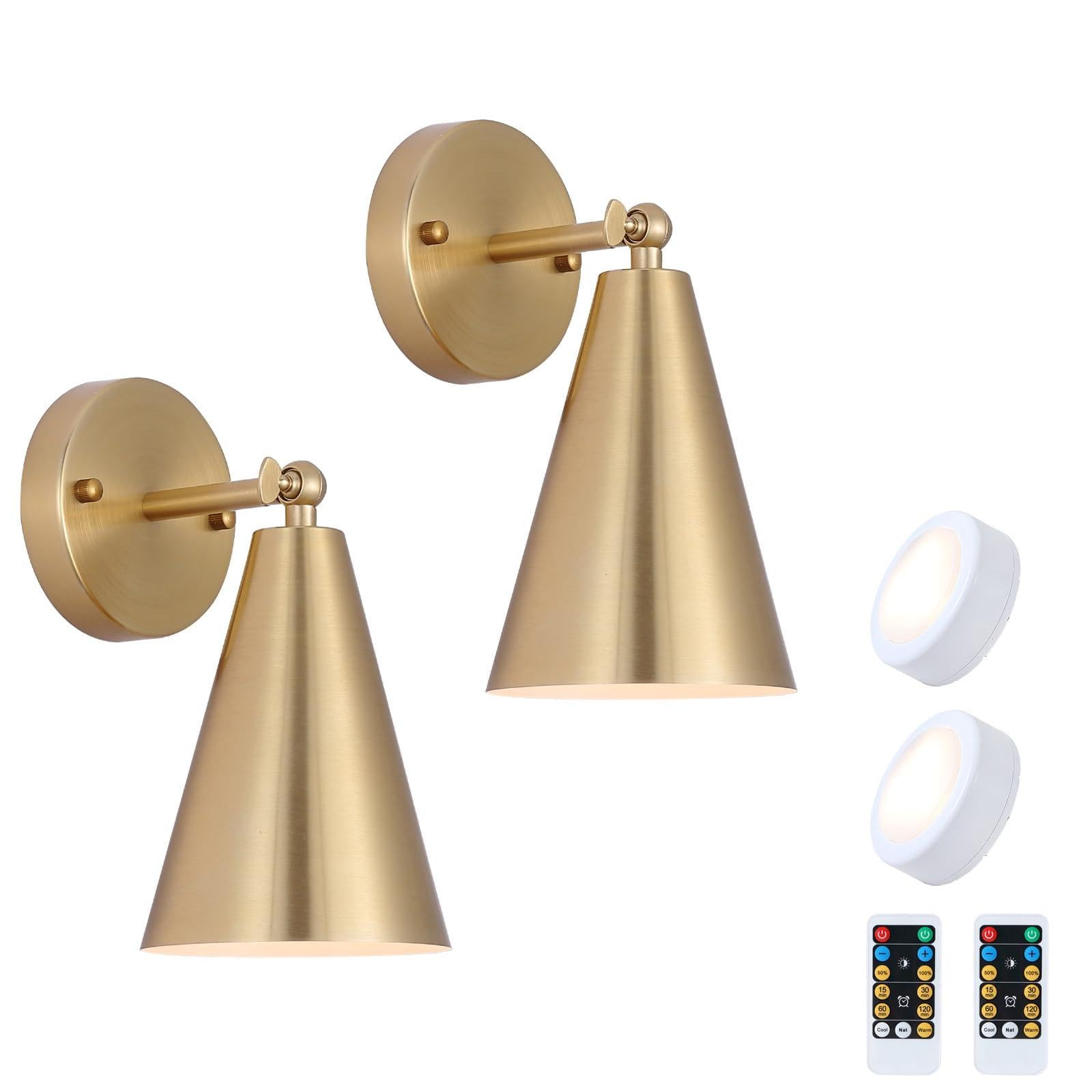 MWZ Black Battery Operated Wall Sconces Set of Two,Wireless Indoor Lighting with Remote Control, ... | Amazon (US)